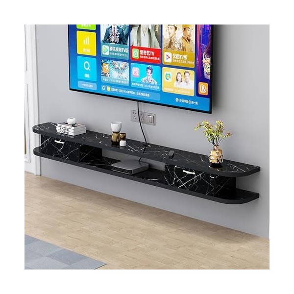 IAKAEUI Meuble TV Mural,Étagère Murale Flottante en Bois avec 2 Tiroirs, Console Multimédia Centre de Divertissement Meuble T