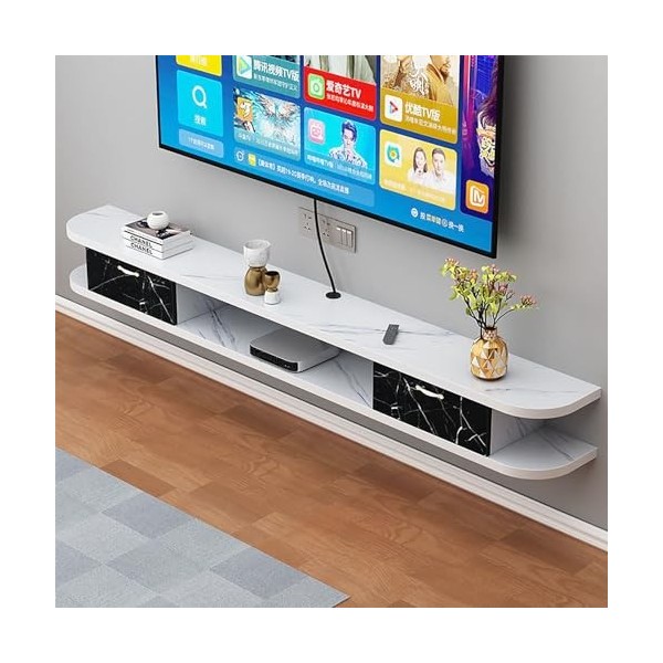 IAKAEUI Meuble TV Mural,Étagère Murale Flottante en Bois avec 2 Tiroirs, Console Multimédia Centre de Divertissement Meuble T