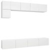Meuble TV Mural Support TV pour télévision avec Compartiments 5pcs, Meuble de Rangement TV Table pour Salon, Moderne, Blanc