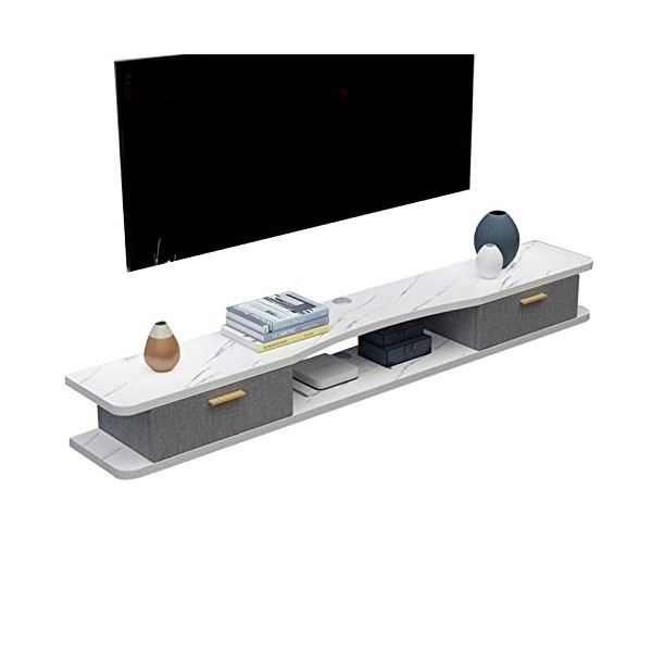 JUNNIU Meuble TV Mural Étagère De Composants De Meuble TV Flottant, Meuble TV Mural avec 2 Portes, Meuble De Télévision Suspe