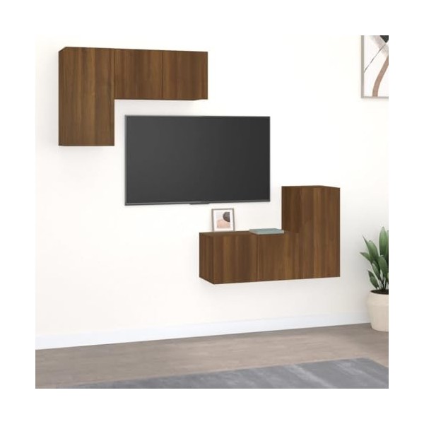 Home Hardware Businese Meuble TV 4 pièces Chêne Marron