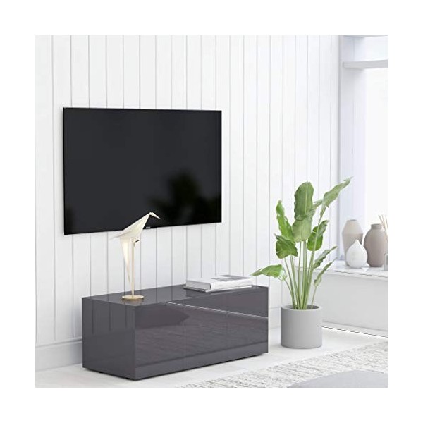 FAMIROSA Meuble TV Blanc, Support TV pour Télévision Banc TV Blanc 80x34x30 cm Aggloméré