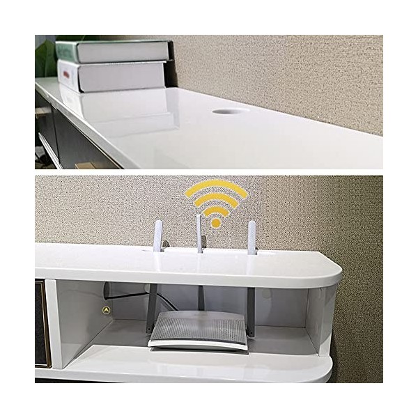 StrOux Meuble TV Flottant Meuble TV Suspendu, Conception de Tiroir Meuble TV Flottant avec Charnière et Glissière, Convient p