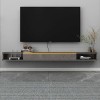 Bixiaomei Meuble TV flottant, 140 cm, étagères flottantes avec porte, console média moderne, grand banc de rangement pour sal