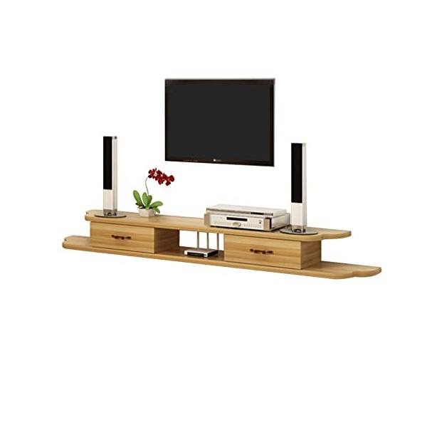FPIGSHS Console Multimédia Murale Asymétrique, Étagère TV Flottante, Étagère Murale, Meuble TV/étagère Audio et Vidéo 160cm a