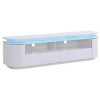 Vente-unique - Meuble TV 2 Portes et 2 tiroirs avec LEDs - MDF - Blanc laqué - VANDANA