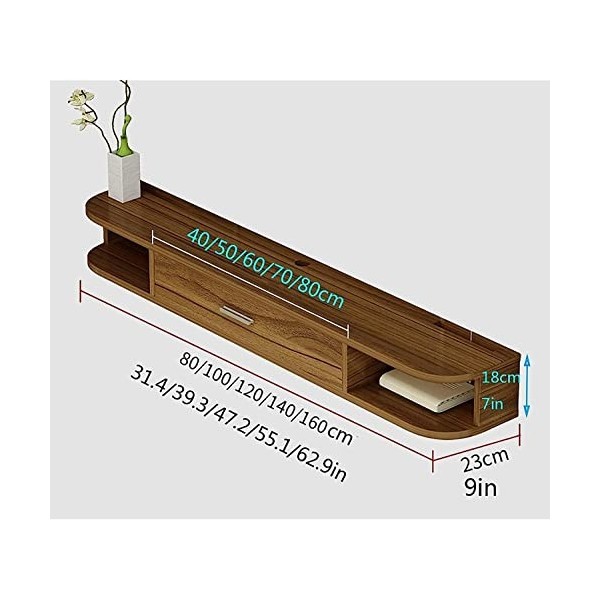Meuble TV, Meuble Bas TV, étagères flottantes, Console multimédia TV Murale, Panneau Quatre Couleurs 80/100/120/140/160 cm, é