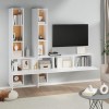 Meuble TV Mural Blanc Moderne – Console en boisingénierie, étagère Flottante et Armoire pour Un Centre de Divertissement él 