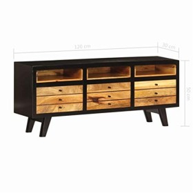 BIGTO Meuble TV en Bois de manguier Massif Meuble TV Table TV Meuble pour Salon, b, 120x30x45 cm
