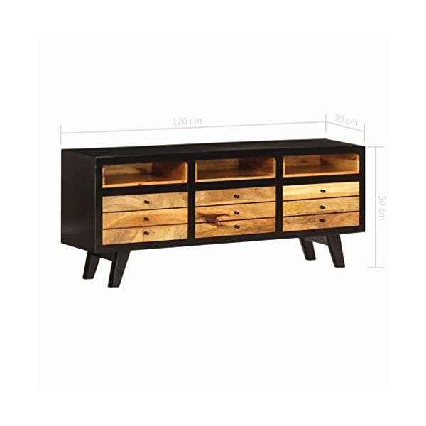 BIGTO Meuble TV en Bois de manguier Massif Meuble TV Table TV Meuble pour Salon, b, 120x30x45 cm