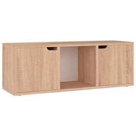 Meuble TV avec 2 Portes | Style Contemporain | Rangement matériel télé Audio Video Gaming | 88,5x27,5x30,5cm chêne Sonoma