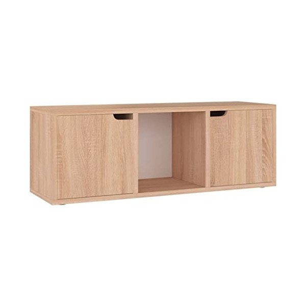 Meuble TV avec 2 Portes | Style Contemporain | Rangement matériel télé Audio Video Gaming | 88,5x27,5x30,5cm chêne Sonoma