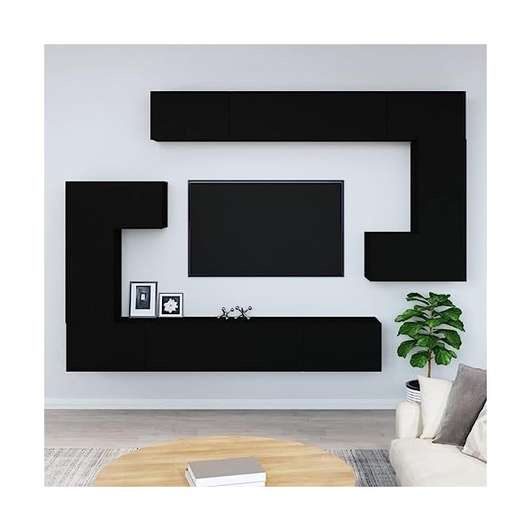 ARKEM Meuble TV Mural Noir Bois dingénierie,Meuble TV,Table Basse Salon Meuble TV,Table Basse LED Couleurs