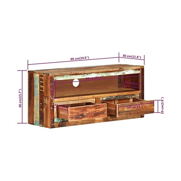 Meuble TV en bois massif recyclé 88 x 30 x 40 cm