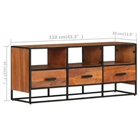 Meuble TV en bois dacacia massif 110 x 30 x 45 cm