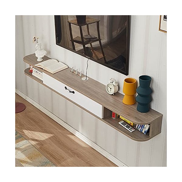 SXSGSM Meuble TV Fixation Murale, Unité de Divertissement Flottante, Meuble TV Flottant pour Routeur WiFi Organisateur Étagèr