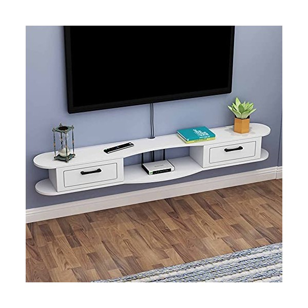 StrOux Meuble TV Flottant Meuble TV Mural, Console TV Suspendue, Meuble TV Flottant Meuble de Rangement Multimédia en Bois po