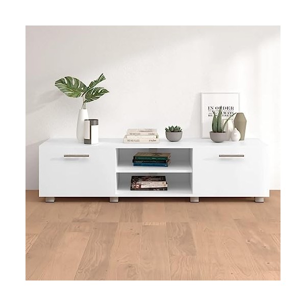 RAUGAJ Home Hardware Businese Meuble TV en bois dingénierie Blanc 140 x 40 x 35 cm