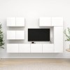 Meuble TV Mural avec Compartiments 6pcs, Meuble de Rangement TV Table pour Salon, Classique, Blanc