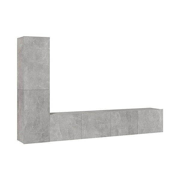 Furniture-sets-Meuble TV 4 pièces Béton Gris Bois dingénierie
