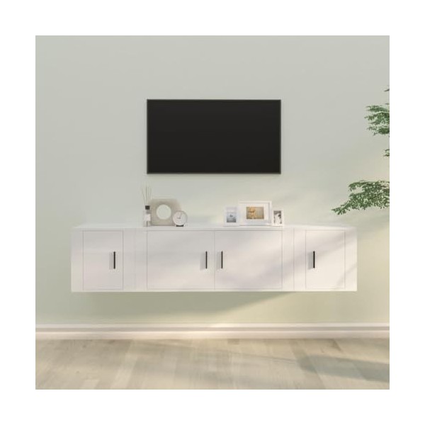 Home Hardware Businese Meuble TV 3 pièces en bois Blanc brillant