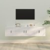 Home Hardware Businese Meuble TV 3 pièces en bois Blanc brillant