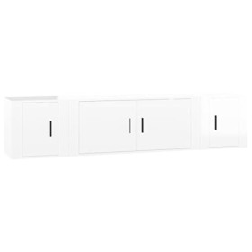 Home Hardware Businese Meuble TV 3 pièces en bois Blanc brillant