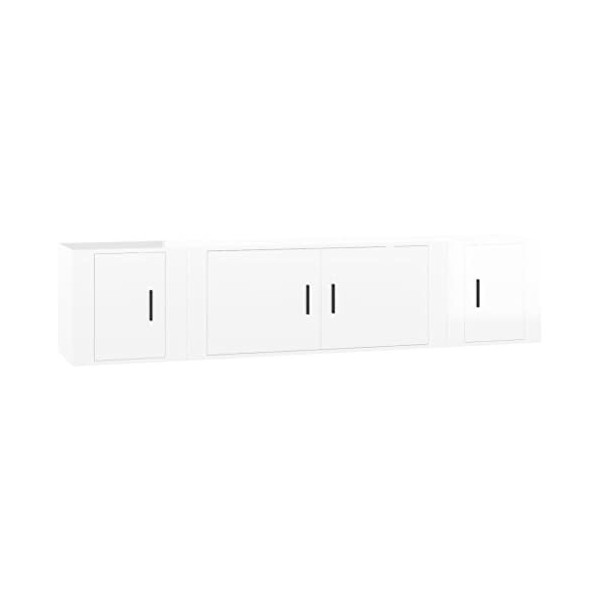 Home Hardware Businese Meuble TV 3 pièces en bois Blanc brillant