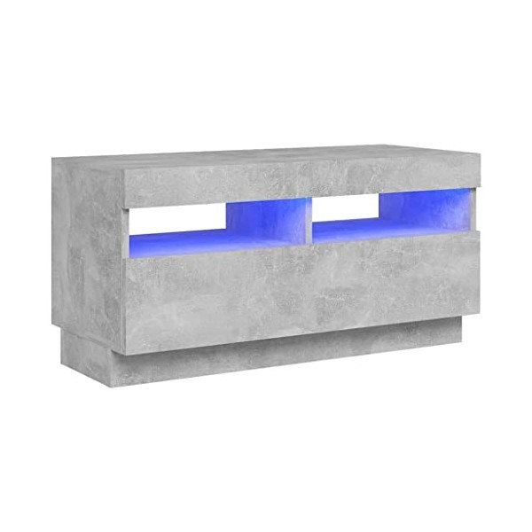 Maxspace TV Meuble, Meuble Tele, Meuble TV Chambre, Meuble TV IindustrielMeuble TV avec lumières LED Gris béton 80x35x40 cmCo