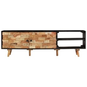 TEKEET Centres de divertissement et meubles TV - Meuble TV 140 x 30 x 45 cm - Bois de manguier brut et bois dacacia massif