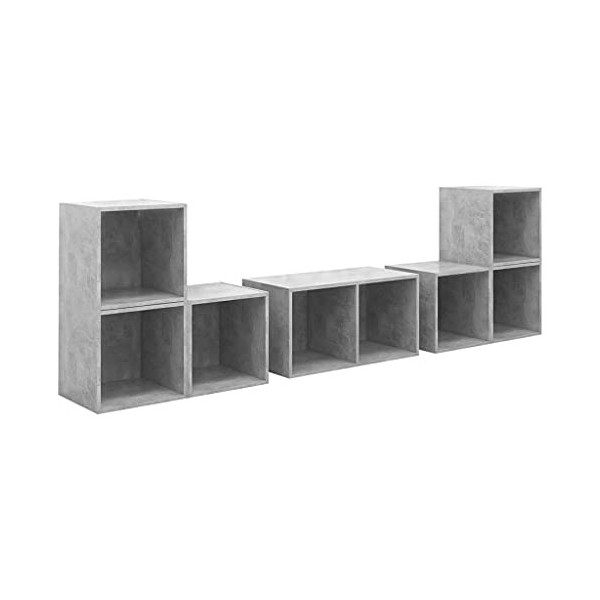 WOODEY Meuble TV 6 pièces Gris béton