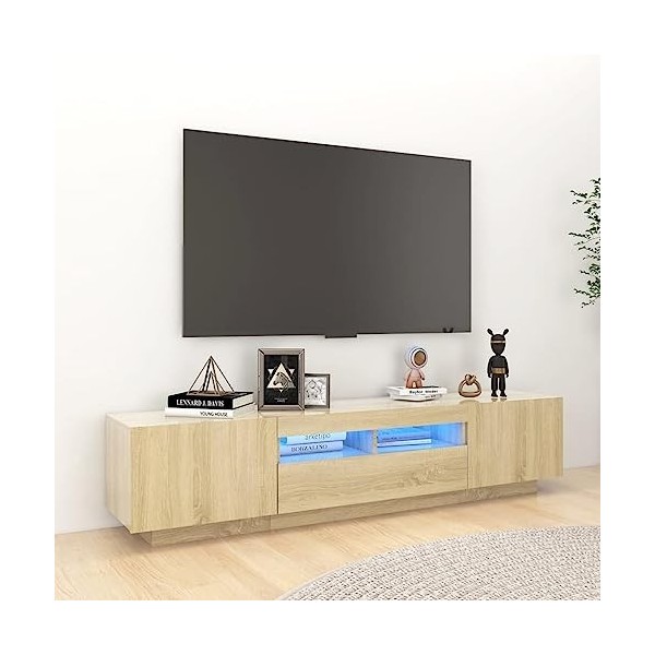 TALCUS Home Hardware Businese Meuble TV avec lumières LED Chêne Sonoma 180 x 35 x 40 cm