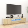 TALCUS Home Hardware Businese Meuble TV avec lumières LED Chêne Sonoma 180 x 35 x 40 cm
