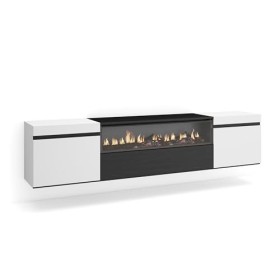 Skraut Home | Meuble TV | Banc Télé | Grand Espace de Rangement | 200x45x35cm | pour Les TV jusquà 80" | Cheminée électrique