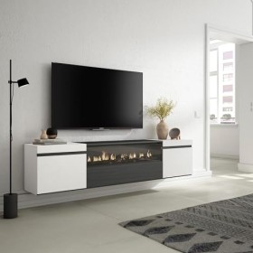 Skraut Home | Meuble TV | Banc Télé | Grand Espace de Rangement | 200x45x35cm | pour Les TV jusquà 80" | Cheminée électrique