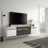 Skraut Home | Meuble TV | Banc Télé | Grand Espace de Rangement | 200x45x35cm | pour Les TV jusquà 80" | Cheminée électrique
