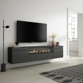 Skraut Home | Meuble TV | Banc Télé | Grand Espace de Rangement | 200x45x35cm | pour Les TV jusquà 80" | Cheminée électrique