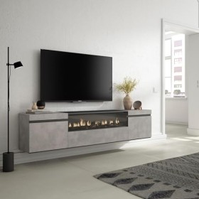 Skraut Home | Meuble TV | Banc Télé | Grand Espace de Rangement | 200x45x35cm | pour Les TV jusquà 80" | Cheminée électrique