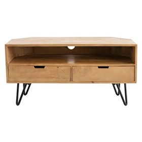 Miliboo Meuble TV dangle en manguier Massif et métal Noir L100 cm Vibes