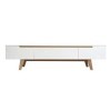 Miliboo Meuble TV scandinave Blanc Brillant et frêne 180cm MELKA