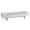 Miliboo Meuble TV scandinave Blanc Brillant et frêne 180cm MELKA