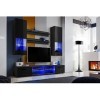 ExtremeFurniture Vida Meuble TV, Carcasse en Noir Mat/Façade en Noir Brillant + LED Bleues