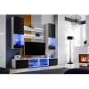 ExtremeFurniture Vida Meuble TV, Carcasse en Blanc Mat/Façade en Noir Brillant + LED Bleues