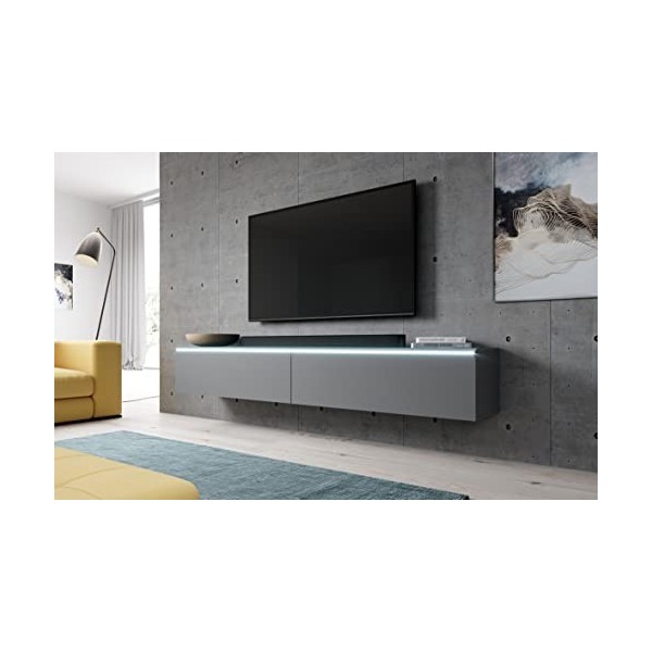 Furnix Meuble TV Bargo - Meuble TV - sans éclairage LED - 300 x 34 x 32 cm 3 x 100 - Meuble TV - Commode - 2 Compartiments 