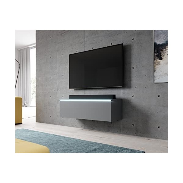 Furnix Meuble TV Bargo - Meuble TV - sans éclairage LED - 300 x 34 x 32 cm 3 x 100 - Meuble TV - Commode - 2 Compartiments 