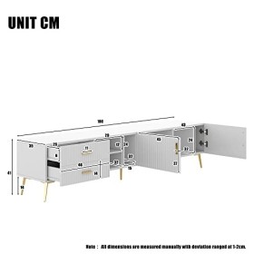 Virgorack Meuble TV pour TV de 75 pouces, meuble TV pour centre de divertissement moderne, supports TV blancs pour salon