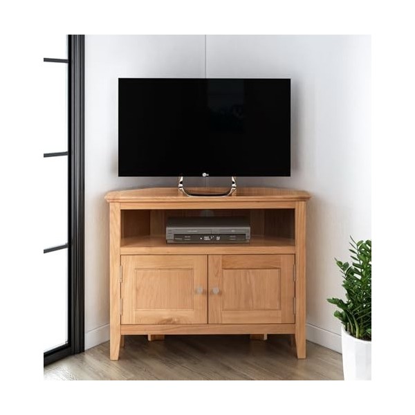 Hallowood Furniture CLF-TVC800 Clifton dangle cassé avec 2 Portes multimédia Compact | Table de Divertissement | Meuble TV e