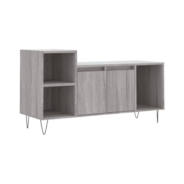 vidaXL Meuble TV, Armoire de Télévision avec 5 Compartiments, Meuble Télé avec Portes Salon Salle de Séjour, Moderne, Gris So