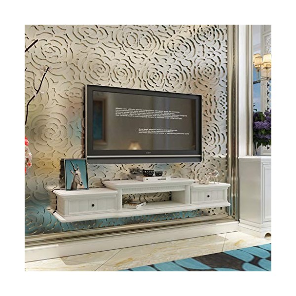 Mural Meuble TV Étagère Flottante Chambre Salon étagère Murale Set Top Box Étagère de Rangement pour boîte de câble Meuble TV