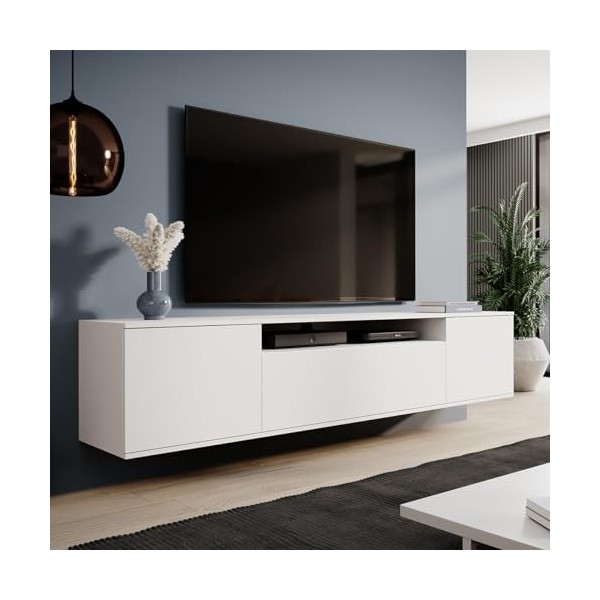 Petits-meubles Meuble TV Mural 3 Portes 200 cm Keen Blanc